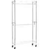 Amazon Basics Stand appendiabiti a doppia barra con rotelle, Cromato, 91 cm x 35.5 cm x 183 cm (LxPxH)