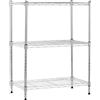 Amazon Basics Scaffaliera a 3 ripiani stretti, altezza dei ripianie piedini di livellamento regolabili, peso massimo 340 kg, Cromo, 34 x 58.9 x 76.2 cm (D x W x H)