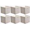 Amazon Basics Cubi portaoggetti in tessuto, pieghevoli, con occhielli ovali, 26,7 x 26,7 x 28 cm, con motivo a spina di pesce color talpa, confezione da 6, Motivo A Zig-zag - Grigio Talpa