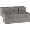 Amazon Basics Cubo/organizer portaoggetti pieghevole in tessuto, con maniglia, 26.67 x 26.67 x 27.94 cm, confezione da 6, Grigio, Tinta Unita
