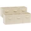 Amazon Basics Cubo/organizer portaoggetti pieghevole in tessuto, con maniglia, 26.67 x 26.67 x 27.94 cm, (confezione da 6), Beige, Tinta Unita