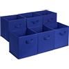 Amazon Basics Confezione da 6 cubi portaoggetti pieghevoli in tessuto, contenitori con maniglie, Blu navy, 33 x 33 x 33 cm