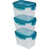 Amazon Basics Set di 3 contenitori ermetici per alimenti da 1 litro, con coperchio, in plastica senza BPA, adatti per frigorifero, congelatore, microonde e lavastoviglie, trasparenti