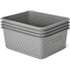 Amazon Basics - Amazon Basics, Cestini Decorativi In Plastica Senza BPA, 34,7 x 28,8 x 13,7, Grigio, Confezione da 4