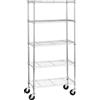 Amazon Basics Scaffaliera 5 ripiani medi, con rotelle da 10,2 cm, altezza dei ripianie piedini regolabili, peso massimo 680 kg, Cromo, 36 x 76 x 164 cm (D x W x H)