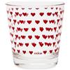 Excelsa Enjoy Set 6 Bicchieri in Vetro con Decorazione Cuori Rossi, Trasparenti