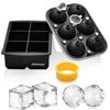Ankway Stampi per Ghiaccio Set di 2, Cubetti Ghiaccio Silicone, Creatore di Palline di Ghiaccio a Sfera con Coperchio per Congelatore, Whisky, Cocktail, Ghiaccio, Facile da Staccare, Senza BPA