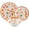 Excelsa Wonderful Ginger Set Servizio Piatti in Porcellana, 18 Pezzi, Motivo Natalizio