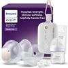 AVENT Philips Avent tiralatte elettrico doppio a mani libere, con motore di qualità ospedaliera, che imita il ritmo di suzione del bambino, estrazione fino a 85 volte al min, 2 vasetti, SCF547/11