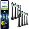 Philips Sonicare W2 Optimal White, testine di ricambio originali, nero, confezione da 8, HX6068/88, Nuovo, 8 Testine