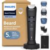 PHILIPS Regolabarba Philips serie 5000 - Lame in metallo autoaffilanti, 40 impostazioni di lunghezza, tecnologia BeardSense, raccoglitore peli, impermeabile, pettine sfumatura, custodia da viaggio, BT5785/30