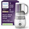 AVENT Philips Avent SCF883/01 EasyPappa Plus 4 in 1 Cuocipappa Multifunzione, Cuoci a Vapore, Frulla, Scongela e Riscalda in un Recipiente, 1 litro, Bianco/Grigio