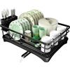 edihome, Scolapiatti da Appoggio Doppio, da Lavandino, da Lavello, Gocciolatoio, Scola Piatti, Acciaio Inox, Drying Rack, Ugello Antigoccia e di Drenaggio (1 livello)