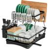 edihome, Scolapiatti da Appoggio, da Lavandino, da Lavello, Gocciolatoio, Scola Piatti, Acciaio Inox, Drying Rack, Ugello Antigoccia e di Drenaggio (2 livello)