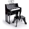 Hape Impara con le Luci - Piano Nero con sgabello | Pianoforte elettrico alto 50 cm con tasti che si illuminano per bambini dai 3 anni
