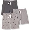 Amazon Essentials Pantaloncini Senza Chiusura in Cotone - colori fuori produzione Unisex Bimbi, Pacco da 3, Bianco Righe/Grigio Puntinato Stelle/Nero, 0-3 mesi