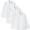 Amazon Essentials Camicia Scolastica a Maniche Lunghe Facile da Stirare Vestibilità Classica Bambini e ragazzi, Confezione da 3, Bianco Brillante, Confezione Da 3, 4 anni