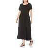 Amazon Essentials Vestito Molto Lungo Stretto in Vita A Maniche Corte (Taglie Forti Disponibili) Donna, Nero, XS
