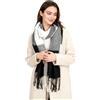 Miss Lulu Oak & Tea Sciarpa Donna Elegante, Scialle Cerimonia Stola Invernale in Cashmere Sintetico, Pashmina Coprispalle per Matrimonio e Sera, Nero Bianco Verde Bordeaux