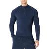 Amazon Essentials Rash Guard con Cerniera a un Quarto e Maniche Lunghe Uomo, Blu Marino, XXL
