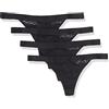 Amazon Essentials Intimo Perizoma in Cotone e Pizzo Donna, Pacco da 4, Nero, 44