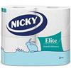 Nicky Elite - 4 Rotoli di Carta Igienica a 3 Veli | 170 Soffici Fogli, Morbida e Resistente a Contatto con la Pelle, Dermatologicamente Testata, Carta Certificata FSC