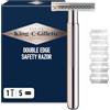 King C. Gillette Rasoio di Sicurezza con Manico in Metallo, 5 Lamette