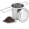 ASelected Infusore per tè, in acciaio inox 304, con coperchio e manico pieghevole, filtro da tè per teiere, tazze, tazze per preparare tè e caffè sfusi, 1 confezione