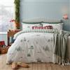 furn. Wylder Christmas Tree Lane Set Copripiumino (Naturale - Doppio) | Reversibile Festiva Natalizia Foresta Invernale 100% Cotone A Quadri Biancheria Da Letto