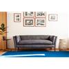 PIB Divano 3 posti in pelle grigia, stile scandinavo, 182x84x68 cm, comfort e eleganza retrò