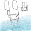 VEVOR Scaletta per Molo Ribaltabile a 4 Gradini, Scala Pontile in Lega di Alluminio Resistente, Gradini Antiscivolo Larghi, Portata Max 159 kg, Con Corda di Sollevamento, per Laghi, Piscine e Parche