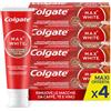 Colgate Max White, Dentifricio Sbiancante Per Caffè e Tè, 4x75 ml | Rimuove fino al 100% delle macchie superficiali, Protegge lo smalto dai tannini, Ideale per fumatori e bevitori di caffè