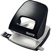 Leitz Pratica Perforatrice da Ufficio, Capacità fino a 30 Fogli, Nero (Satinato), Metallo, Guida di Arresto con Barra di Selezione del Formato, Gamma Style, Box, 50060094