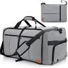 Urtala Borsa da viaggio per donne e uomini, grande borsa pieghevole per il fine settimana con scomparto per scarpe e tracolla, borsa leggera impermeabile per il trasporto, grigio, 100L, casual