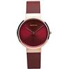 BERING 14531-363 Orologio da donna al quarzo, orologio da polso con cassa in acciaio inossidabile color oro rosa da 31 mm e quadrante rosso, cinturino in maglia milanese, vetro zaffiro, 5 ATM
