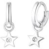 s.Oliver Creoles 925 Gioielli all'orecchio per bambine in Argento sterling, con zirconi sintetici, 1,8 cm, Argento, Stella, Viene fornito in scatola regalo per gioielli