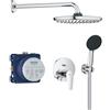 GROHE Start Edge Sistema Doccia da Incasso, Miscelatore Monocomando 2 Vie, Soffione Vitalio Start 250, Manopola Doccetta 2 Getti, Finitura Squadrata, Cromo, 25293000