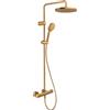 Duravit sistema doccia, sistema doccia a risparmio idrico, soffione doccia con 3 tipi di getto (pioggia, pioggia intensa, pioggia morbida), soffione regolabile, set doccia facile da pulire, bronzo
