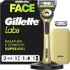GilletteLabs Rasoio A Mano Libera Con Barra Esfoliante Champion Gold Edition, 1 Manico + 2 Lametta, Include Una Base Magnetica E Una Custodia Da Viaggio