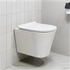HOROW WC sospeso senza bordi, da parete, con sedile WC con abbassamento automatico, per ospiti, bagno, WC, 48 cm, colore bianco