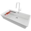 PRIMAGRAN Lavandino sottotop al Mobile 90cm + Rubinetto, 86x47cm | Set: Rubinetto BW9070 + Kit di scarico + Scolapasta avvolgibile + Lavello in Granito a 1 Vasca - Prague 90 Level, Bianco