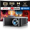 TOPTRO Proiettore 4k【Netflix Ufficiale/1500 ANSI/36W Dolby Audio】Proiettore Wifi 6 e