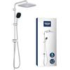 GROHE Vitalio Comfort 250 Colonna Doccia con Deviatore (soffione quadrato 25 cm 2 getti, doccetta 2 getti, deviatore, risparmio idrico), Cromo, 26698001