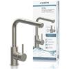 SCHÜTTE 99705 VITAL - Rubinetto per lavello da cucina, con doccetta estraibile, rubinetto automatico con sensore, miscelatore lavello, rubinetto a infrarossi senza contatto, in acciaio inox