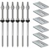 Fischer Kit 6x Vitoni Doppia Filettatura STSR M10 X 250mm + Piastre Fissaggio SSP10, per Fissaggio Pannelli Solari Fotovoltaici su Tetti in Lastre Ondulate o Finti Coppi, Inox A2, EPDM, 571963
