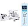 GROHE Dice Miscelatore vasca/doccia a vista con deviatore automatico (a parete, leva in metallo, cartuccia ceramica 35 mm, con QuickSpanner per un'installazione semplice), finitura Cromo, 1018720000