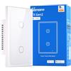 SONOFF TX Gen2 Interruttore Touch Intelligente per Parete: 2 Canali, Pannello Tipo 120, Wi-Fi 2.4GHz, App eWeLink, Compatibile con Matter, Apple Home/Google Home/Amazon Alexa, T6-2C-120M