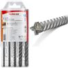 Fischer Kit 5 Punte Trapano D-SDX Quattro Taglienti, 5-6-8-10-12 mm, per Fori Definiti e Circolari su Muro e Pietra, Placca in Carburo di Tungsteno, attacco Cilindrico (non SDS)