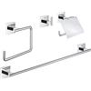 GROHE QUICKFIX Start Cube, Set Accessori 4-in-1, Cromo, Installazione a vite o con colla, Cromo, 41115000