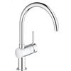 GROHE Minta - Miscelatore per lavello cucina (installazione monoblocco, leva singola, bocca a C, angolo di rotazione 0°/150°/360°, cartuccia in ceramica 46 mm), misura 356 mm, cromo, 32917000